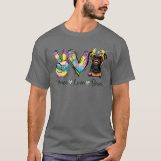 Camiseta Peace Love Boxer Dog Tie Dye Dog Amantes