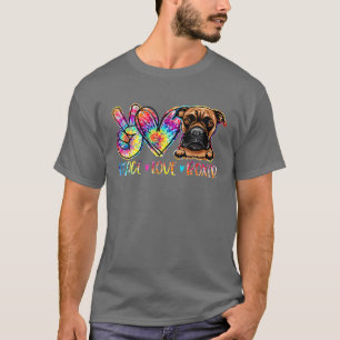 Camiseta Peace Love Boxer Funny Tie Dye Dog Amantes