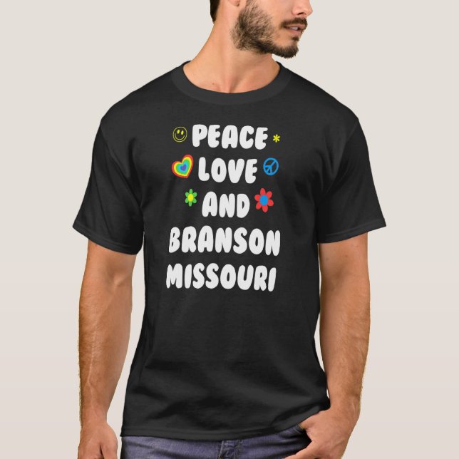 Camiseta Peace Love Branson Missouri Patriotic Mo Patriotis (Anverso)