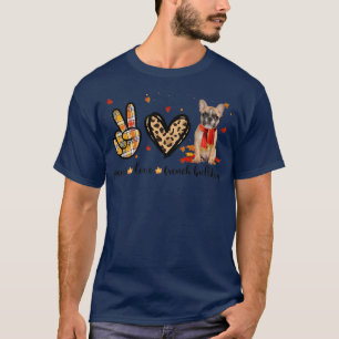 Camiseta Peace Love Bulldog francés Leopard Cae en otoño qu