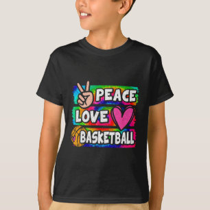 Camiseta Peace Love Bysketbyll Lover Cute Tie Dye Chicas Bo