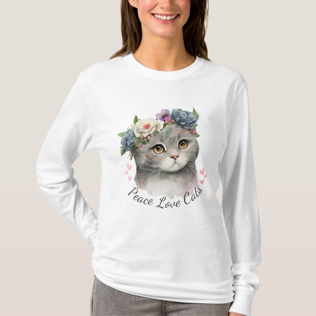Camiseta Peace Love Cats (Anverso)