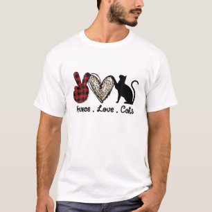 Camiseta Peace Love Cats Cute Regalos de San Valentín