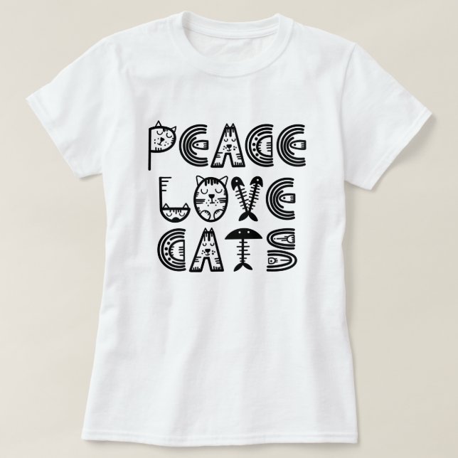 Camiseta Peace Love Cats T-Shirt (Diseño del anverso)