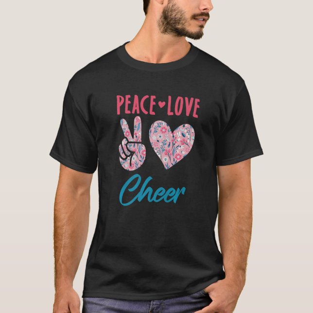 Camiseta Peace Love Cheer Cute Cheerleading Cheerleader Coa (Anverso)