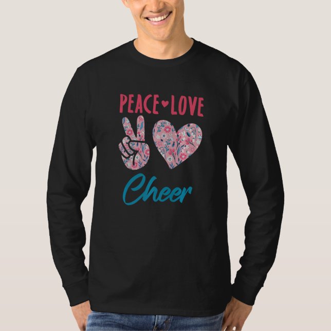 Camiseta Peace Love Cheer Cute Cheerleading Cheerleader Coa (Anverso)