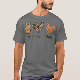 Camiseta Peace Love Chickens Leopard Farm Animal Lovers Far