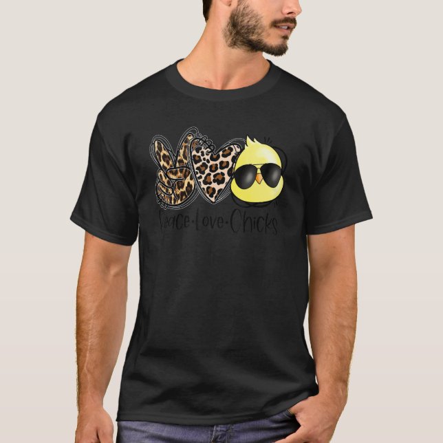 Camiseta Peace Love Chicks Camo Heart Happy Easter Chick Bo (Anverso)