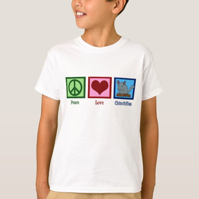 Camiseta Peace Love Chinchillas Kids (Anverso)