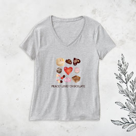 Camiseta Peace Love Chocolate Candy Heart