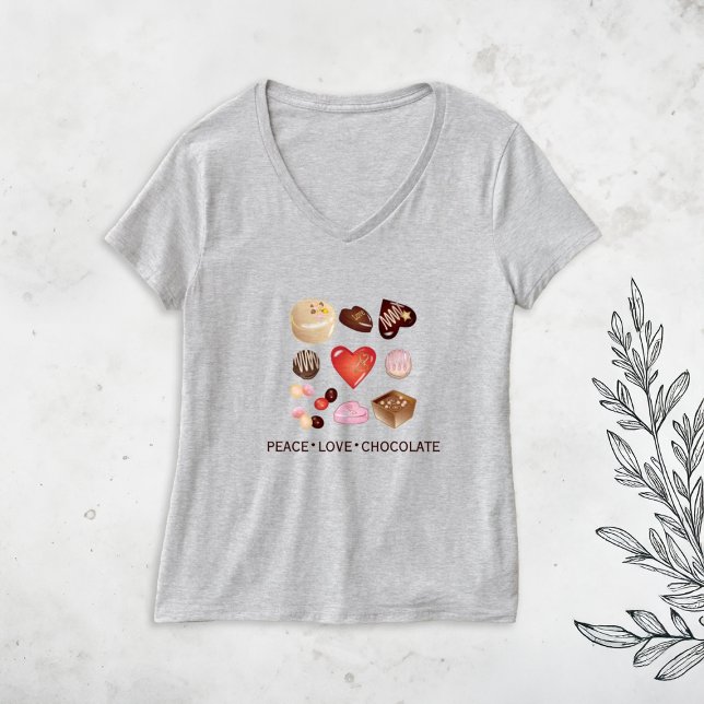 Camiseta Peace Love Chocolate Candy Heart (Subido por el creador)