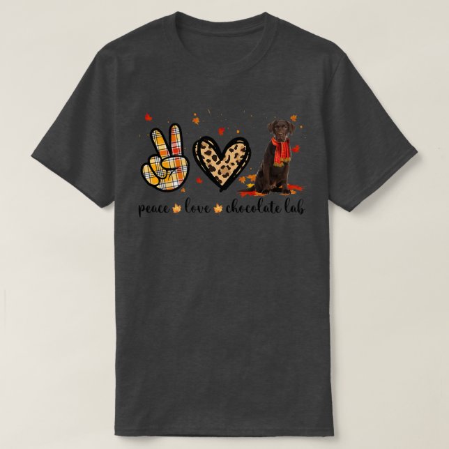 Camiseta Peace Love Chocolate Labrador Scarf Fall Autumn Th (Diseño del anverso)