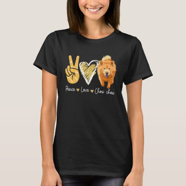 Camiseta Peace Love Chow Chow Dog (Anverso)