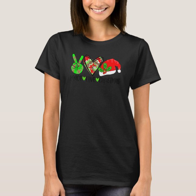 Camiseta Peace Love Christmas Matching Family Christmas (Anverso)