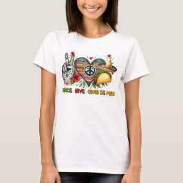 Camiseta Peace Love Cinco De Mayo Shirt