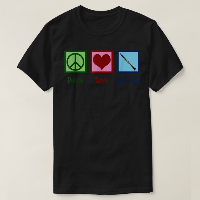 Camiseta Peace Love Clarinets Cute Clarinet Player3 (Diseño del anverso)