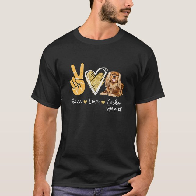Camiseta Peace Love Cocker Spaniel Dog Lovers (Anverso)