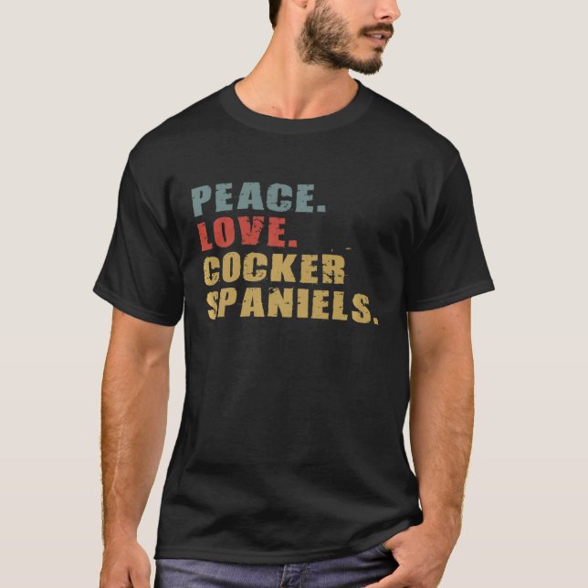 Camiseta Peace Love Cocker Spaniels ADG126b   (Anverso)