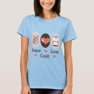 Camiseta Peace Love Cook Ringer Tee Shirt
