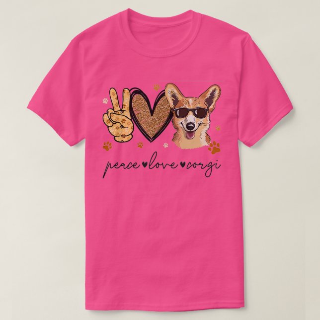 Camiseta Peace Love Corgi (Diseño del anverso)