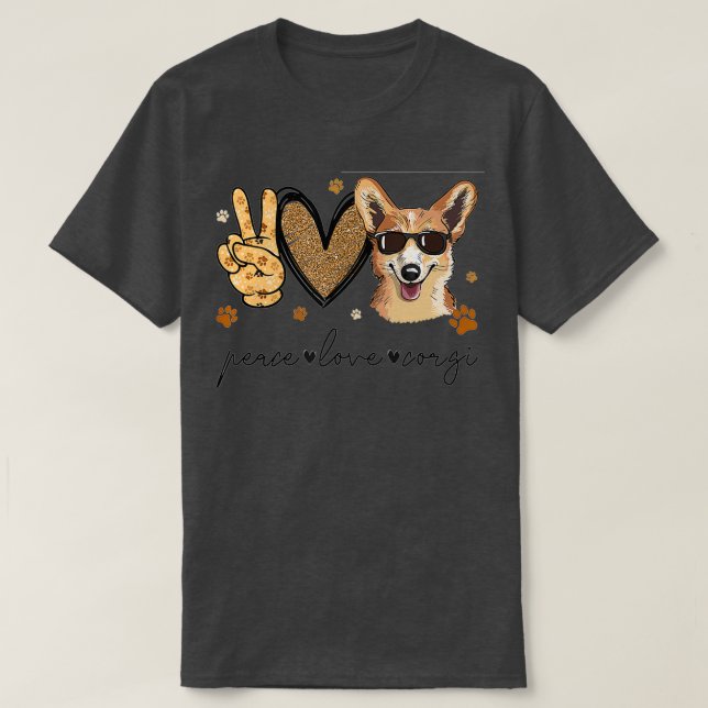 Camiseta Peace Love Corgi (Diseño del anverso)