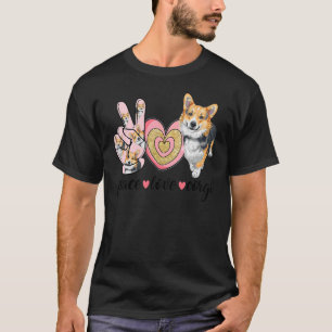 Camiseta Peace Love Corgi Cute Dog Mom's Day