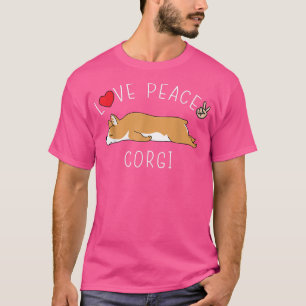 Camiseta Peace Love Corgi Funny Cute Lazy Animal Kawaii