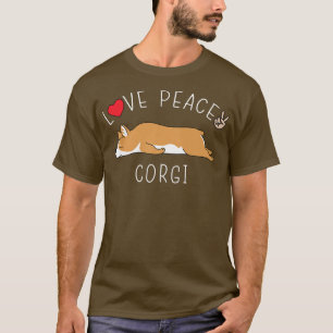 Camiseta Peace Love Corgi Funny Cute Lazy Animal Kawaii1016