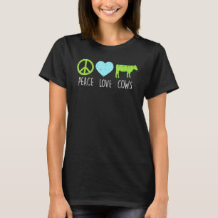 Camiseta Peace Love Cows Hippie Farm Animal Dairy F
