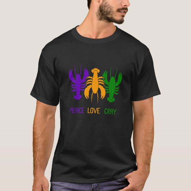 Camiseta Peace Love Crayfish Lobster Fan Crawfish Mardi Gra (Anverso)
