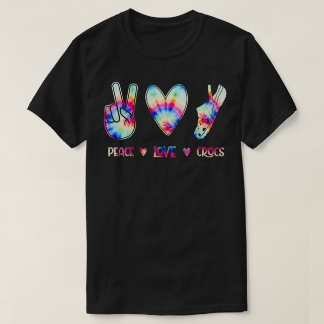 Camiseta Peace Love Crocs Funny Gift for Family Xmas Pyjama (Diseño del anverso)