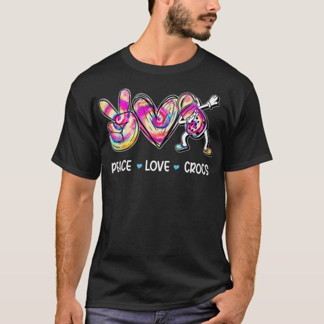 Camiseta Peace Love Crocs Gracioso para disfraces familiare (Anverso)