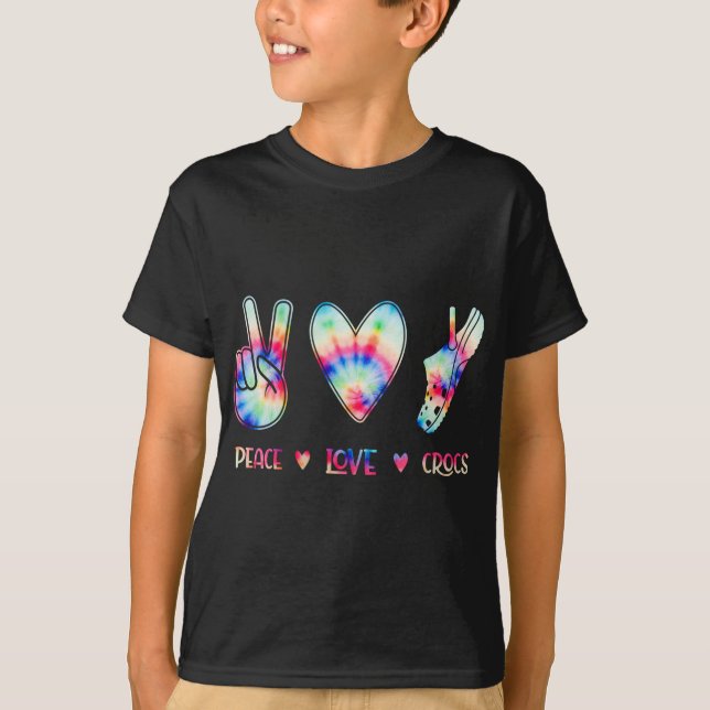 Camiseta Peace Love Crocs Gracioso regalo para Navidad fami (Anverso)