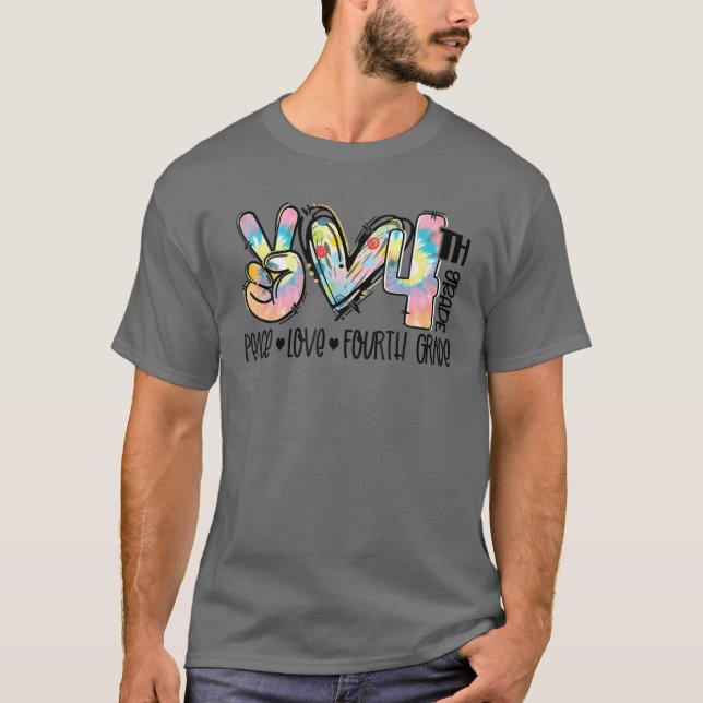 Camiseta Peace Love Cuarto Grado Grado Funny Tye Dye Studen (Anverso)