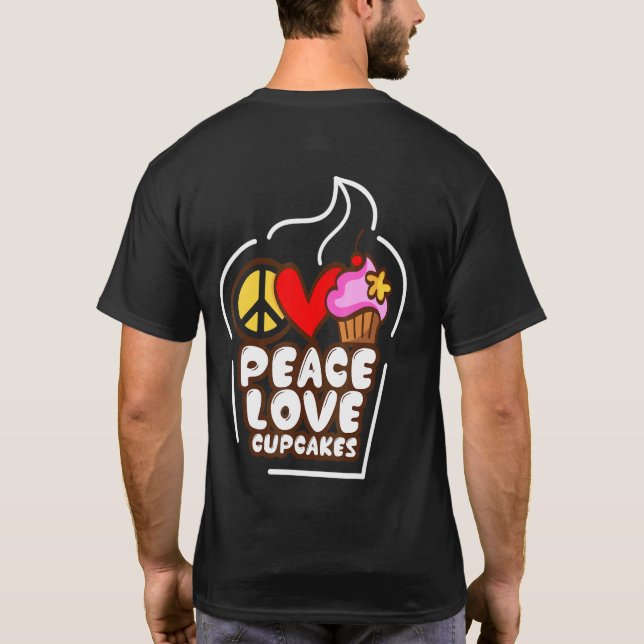 Camiseta Peace Love Cupcakes Chica Cake Baking Chef (Reverso)