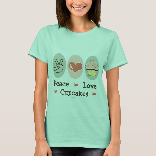 Camiseta Peace Love Cupcakes Ringer T shirt (Anverso)