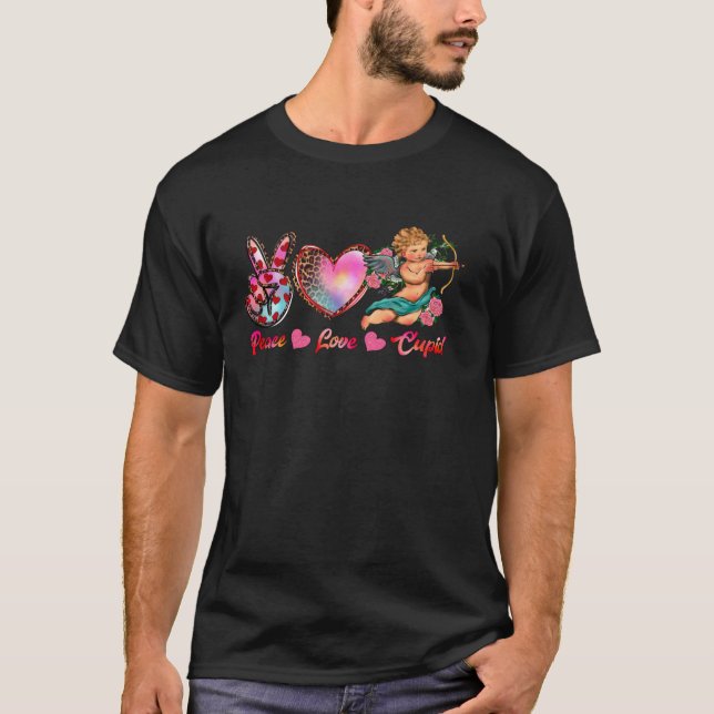 Camiseta Peace Love Cupid Valentine Day Love Men Women Co (Anverso)