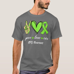 Camiseta Peace Love Cure AAuditory Processing Disorder Awar