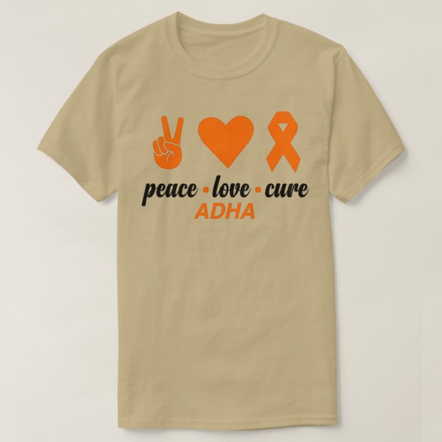 Camiseta Peace Love Cure ADHD Awareness 1 (Diseño del anverso)