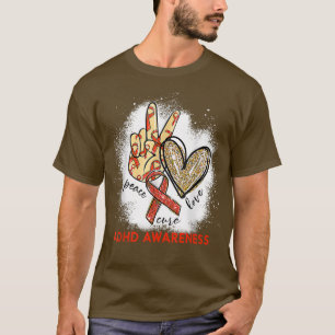 Camiseta Peace Love Cure Bleached ADHD Awareness 1137