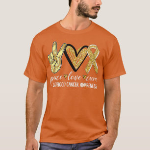 Camiseta Peace Love Cure Childhood Cancer Awareness Gold Ri