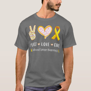 Camiseta Peace Love cure childhood cancer awareness men wom