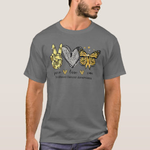 Camiseta Peace Love Cure Children Canchood Awareness Gold R