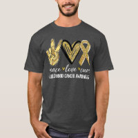 Peace Love Cure Children Canchood Awareness Gold R