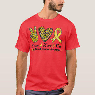 Camiseta Peace Love Cure Children Canchood Awareness Leopar
