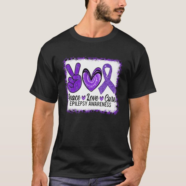 Camiseta Peace Love Cure Epilepsy Awareness Warrior Survior (Anverso)
