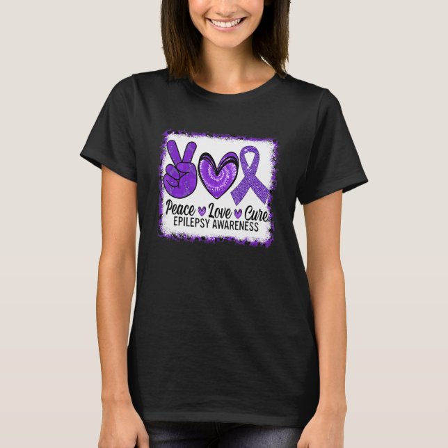 Camiseta Peace Love Cure Epilepsy Awareness Warrior Survior (Anverso)