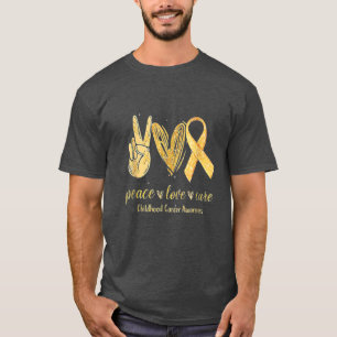 Camiseta Peace Love Cure Gold Ribbon