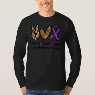 Camiseta Peace Love Cure Leopard Heart Lupus Awareness Mont