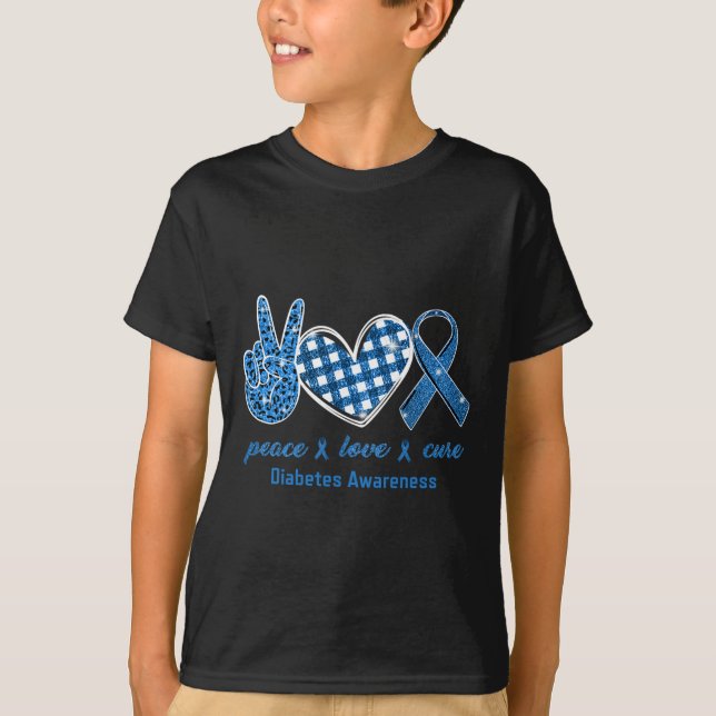 Camiseta Peace Love Cure Leopardo Diabetes Conciencia Survi (Anverso)